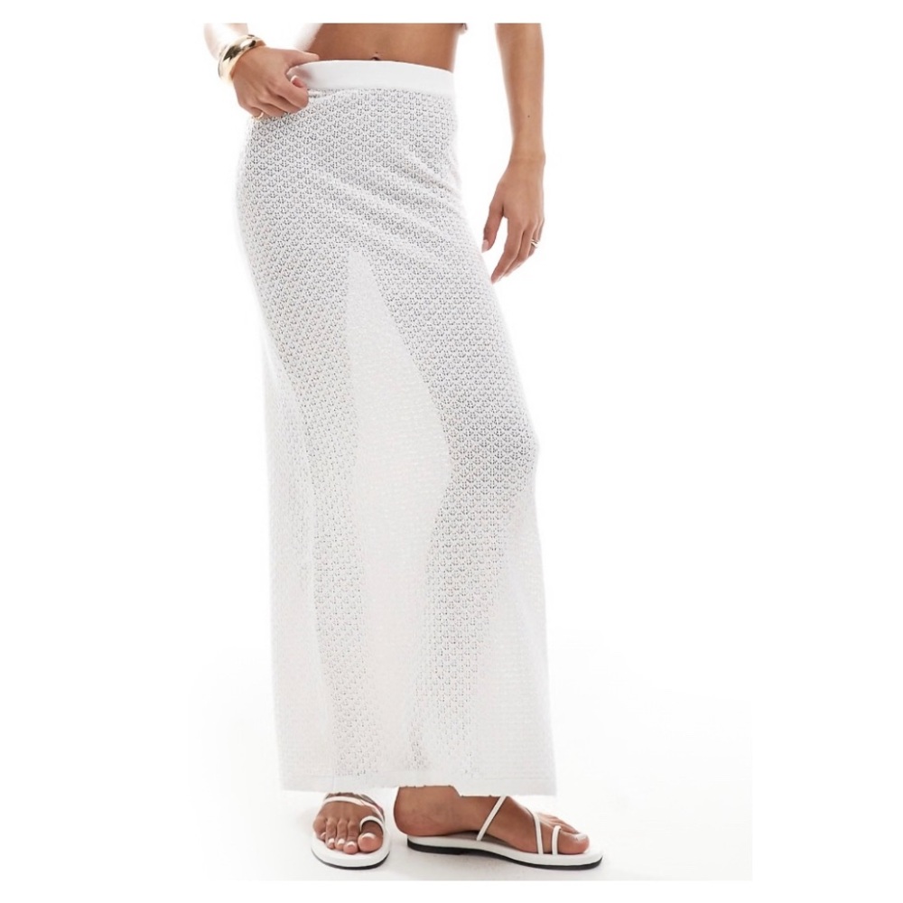 White Maxi Skirt with Slit for Resort Wear